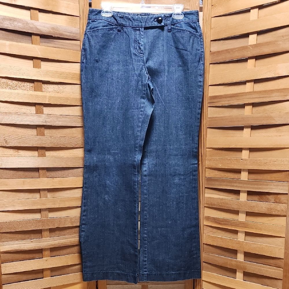 Ann Taylor Dark Blue Straight Leg Jeans Women 6 Curvy Fit Pants Cotton